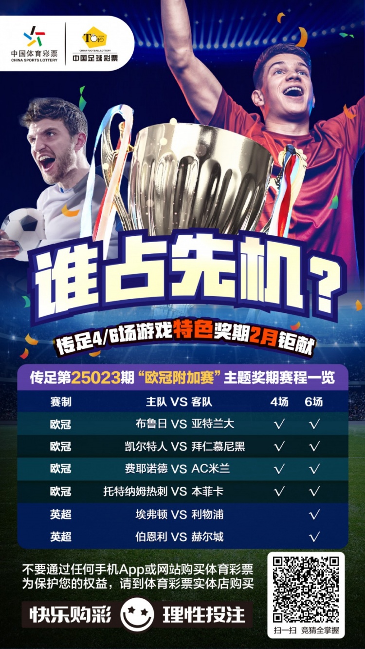  誰占先機(jī)？！傳足特色獎(jiǎng)期第25023期聚焦歐冠附加賽